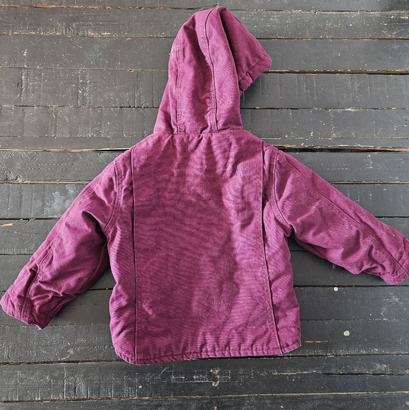 Berne Toddler Girl 2T Purple Denim Hooded Jacket Coat Sherpa Lining Workwear - Picture 5 of 5